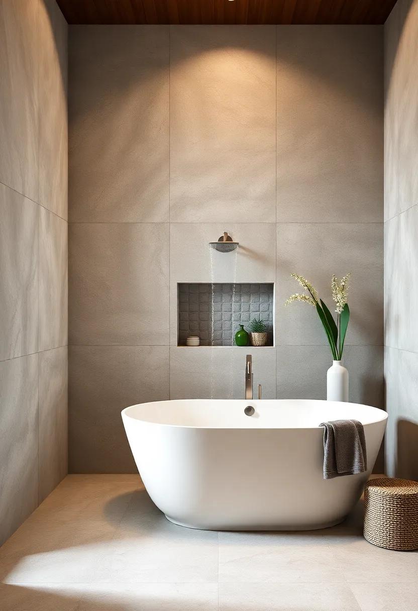 Luxurious Freestanding Tub with Waterfall Spout: Combine ⁣a striking freestanding tub with an integrated waterfall spout for an elegant focal point⁢ that enhances your‌ relaxing bath⁣ experience