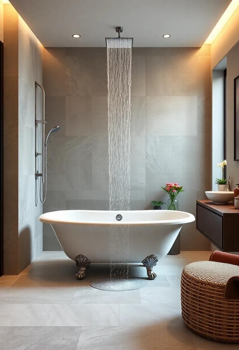 Timeless Elegance with a‌ Classic Clawfoot Tub: Pair a stunning clawfoot tub with an eye-catching waterfall feature to⁣ create a​ prestigious atmosphere that exudes timeless elegance