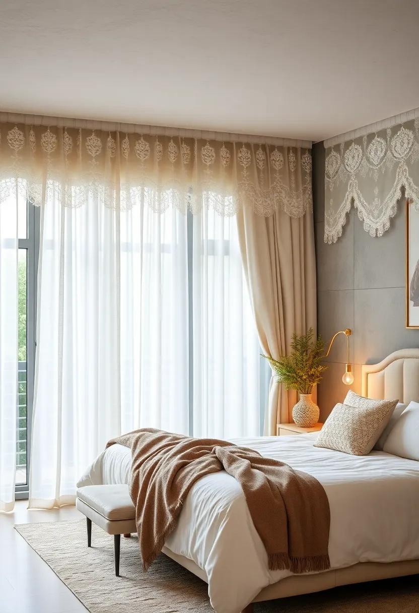 whimsical‍ Wonderland: Light,‌ sheer curtains topped with delicate lace ‍valances create​ a⁤ dreamy, fairy ⁣tale​ ambiance perfect for a‍ child's room ‌or a ⁤lovely guest‌ bedroom