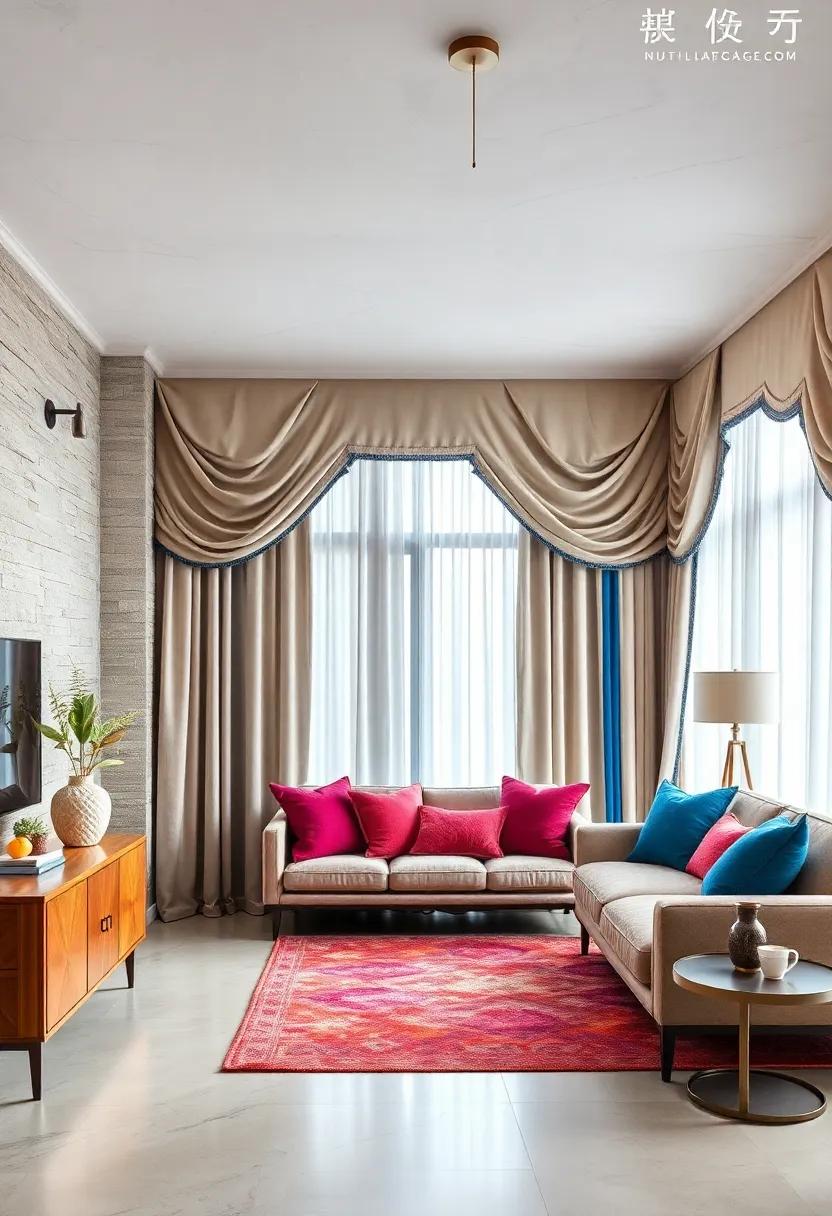 Bohemian Escape: Layer colorful, patterned curtains under richly textured valances that showcase the free-spirited nature⁣ of⁤ bohemian decor