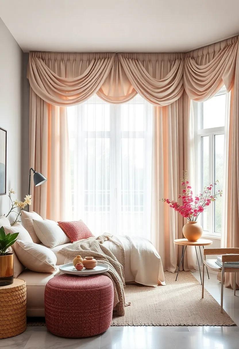 Serene Sanctuary: Soft pastels and‌ flowing fabrics adorned⁤ with gentle swags provide a tranquil retreat, creating‍ a peaceful atmosphere for relaxation