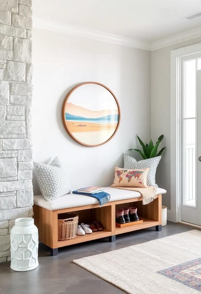 Functional ⁢Beachy⁣ Bench: ⁢A bench with hidden storage for ‍shoes and beach gear ‌makes an entryway both stylish ​and ⁣practical