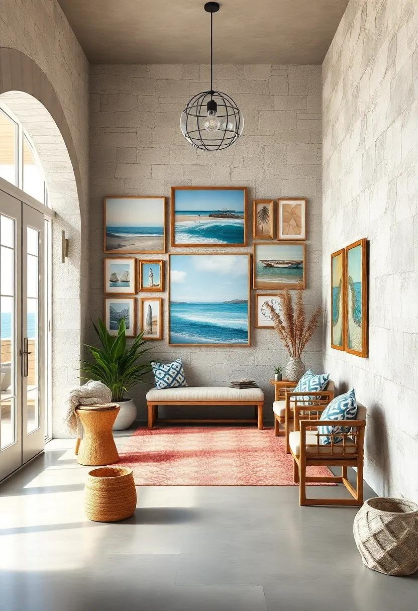 Seaside Gallery: create a⁢ gallery ⁢wall that features ⁤coastal⁢ landscapes,​ family​ beach​ memories, and local coastal‌ art