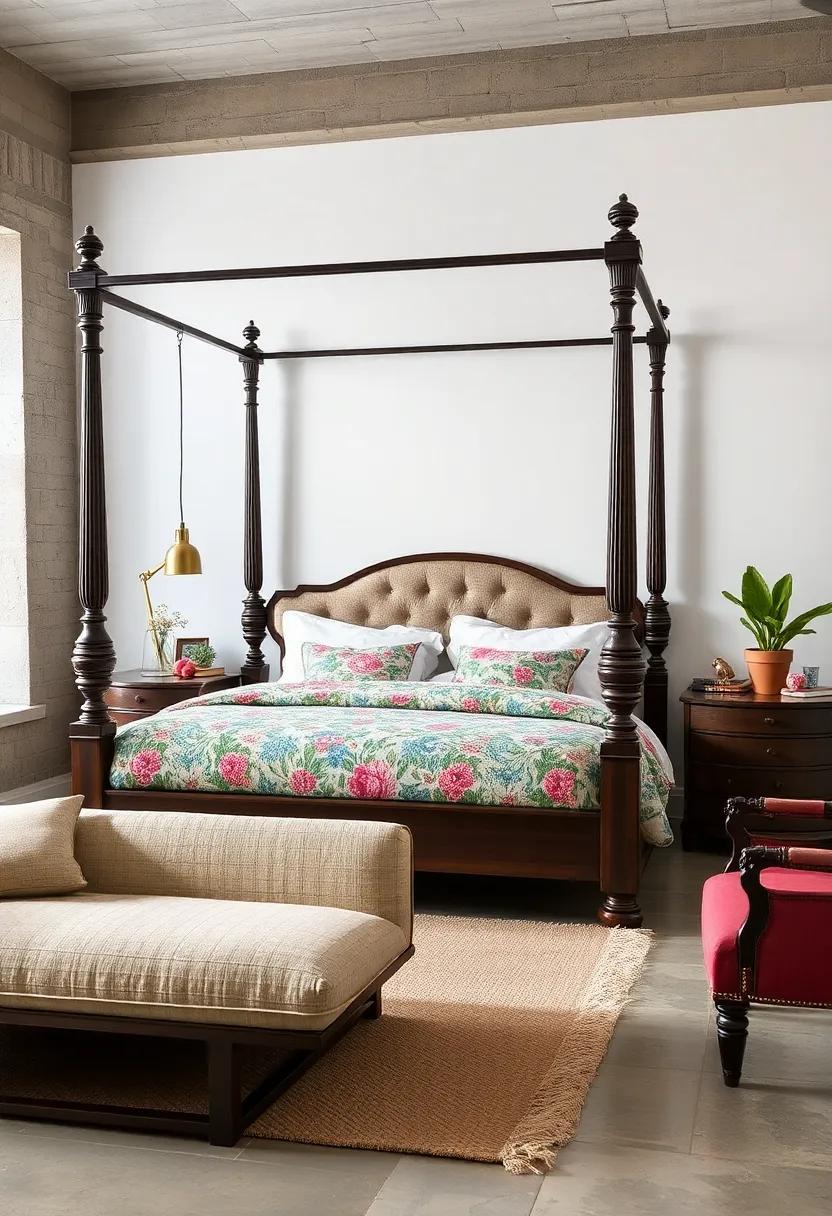 Classic ​Four-Poster Bed Matched with⁣ a Bold Printed Duvet Cover: Luxurious ‍yet playful, encouraging sweet ⁢dreams‌ and creativity