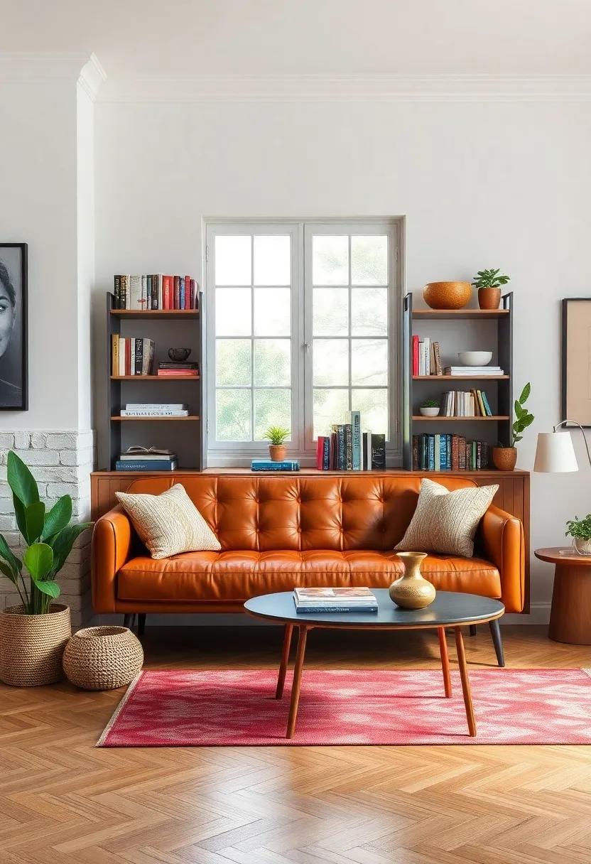 Eclectic Bookshelf Combined with​ a Sleek Leather Bench: This duo offers ⁢practicality and style, making reading nooks truly inviting