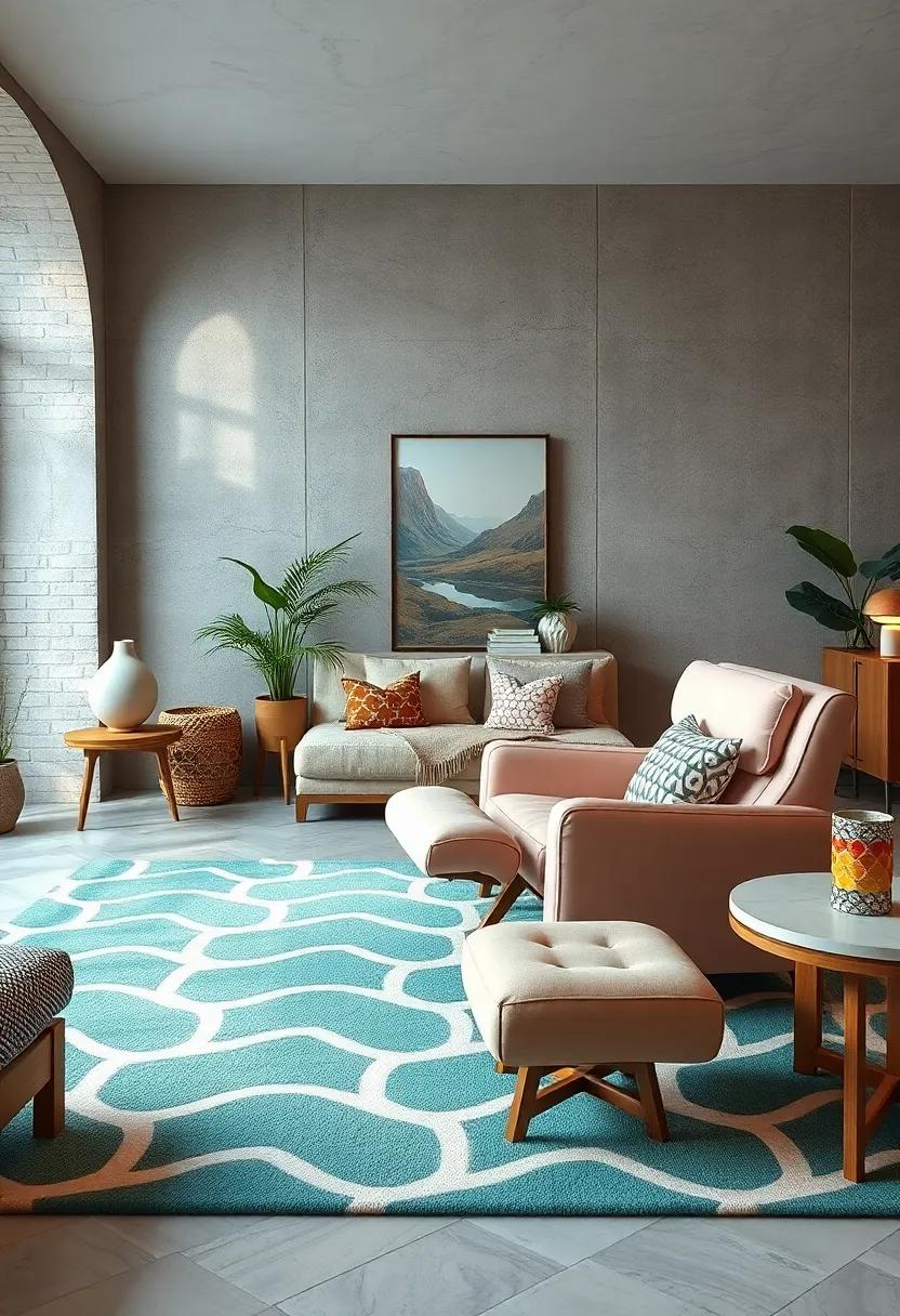 Pastel-Color Recliner Matched with a Bold Geometric Rug: This pairing injects ‌whimsy into ⁣a room, playful yet ‌sophisticated