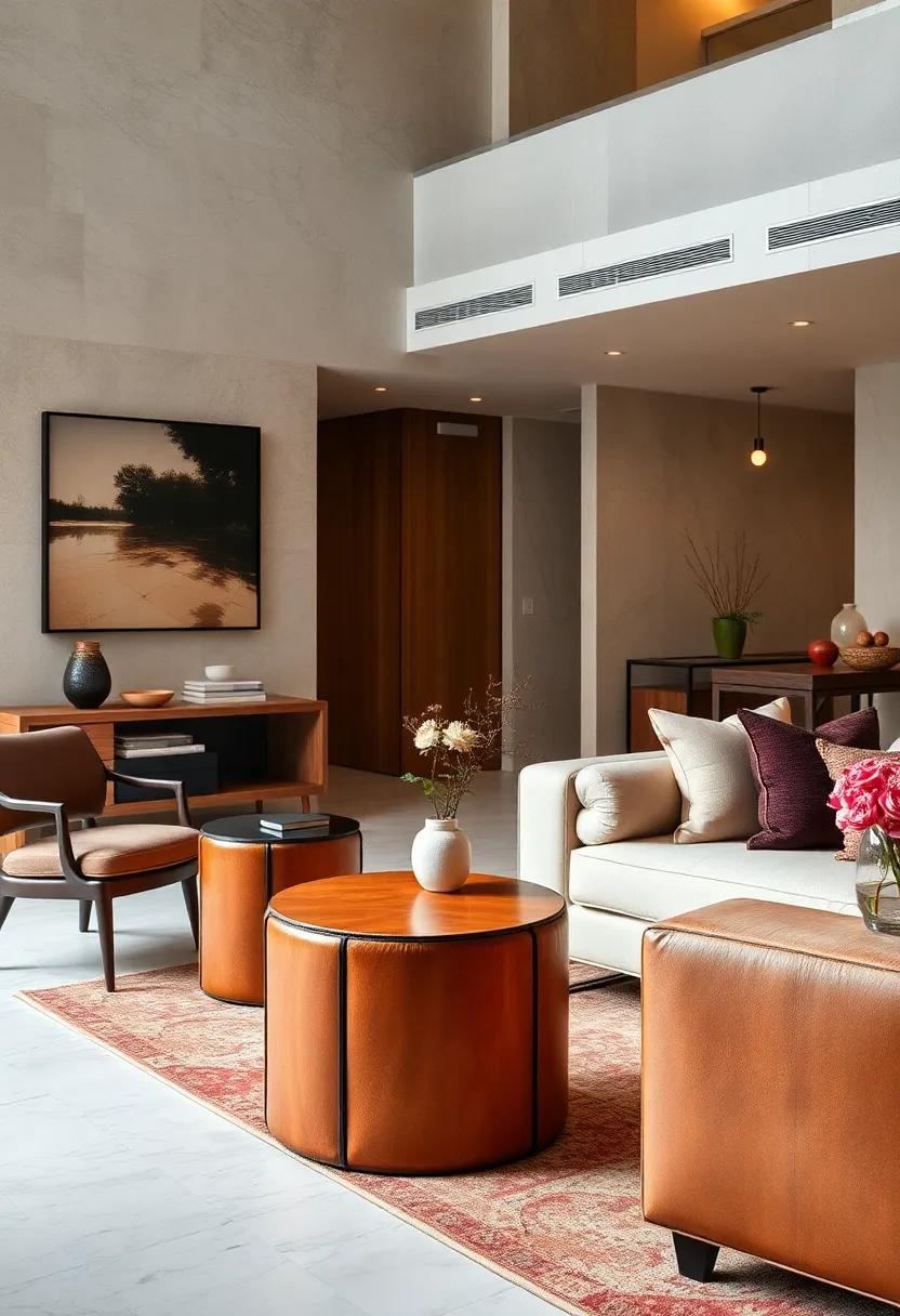 Luxe Leather: Explore the elegance of leather-wrapped side tables, adding a touch of sophistication and tactile interest ‍to your decor