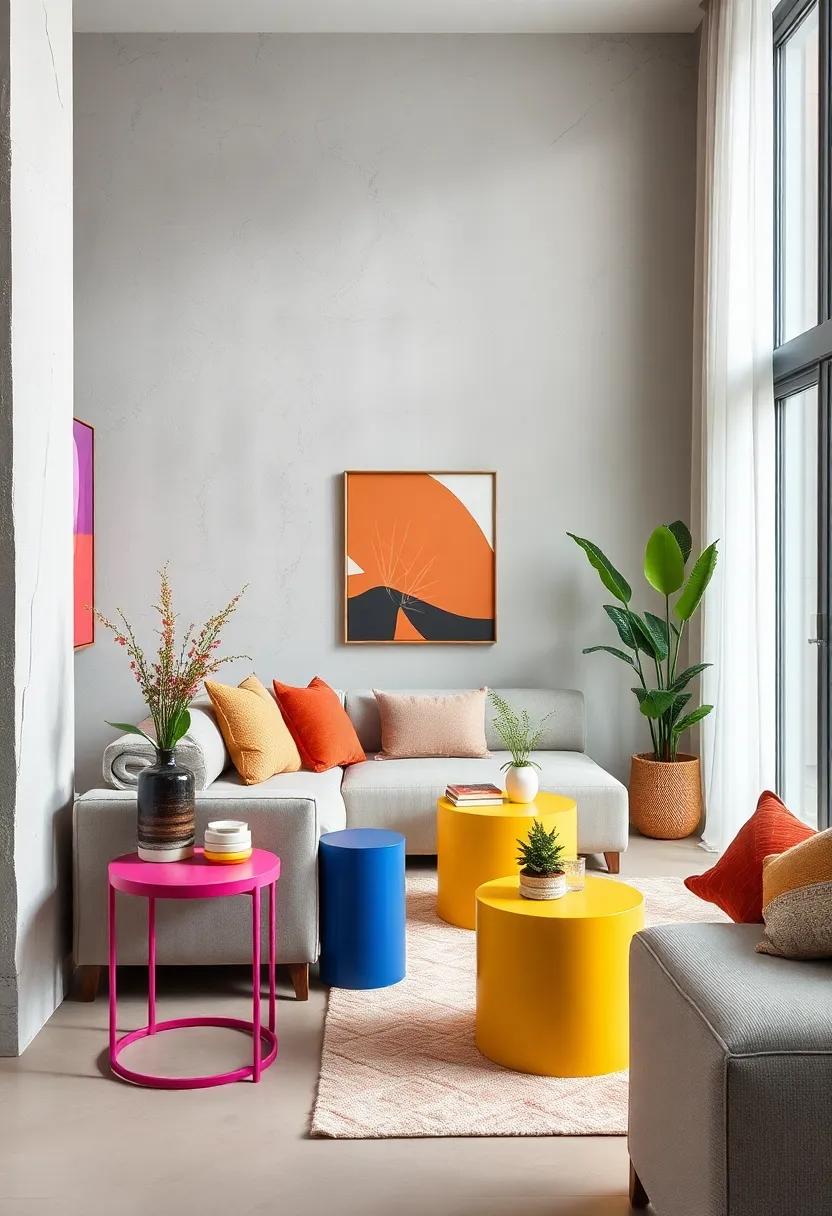 Pop⁣ of Color: Brighten up your room with⁤ vibrant colored side tables ⁣that serve as playful ​accents and infuse personality ‍into your decor