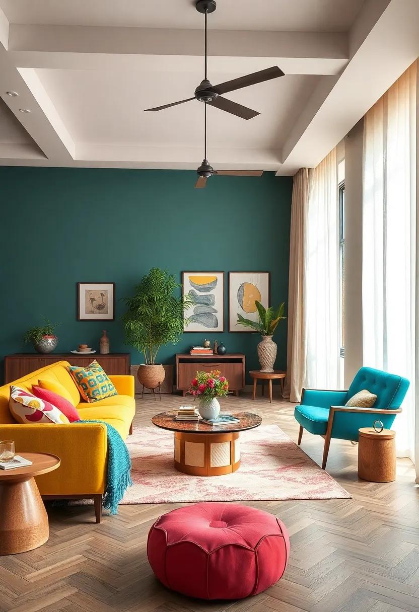 Colorful‍ Furniture: Invest in a few standout‌ pieces of​ furniture, ​like a bright yellow‍ sofa‌ or a turquoise chair, to energize your living space