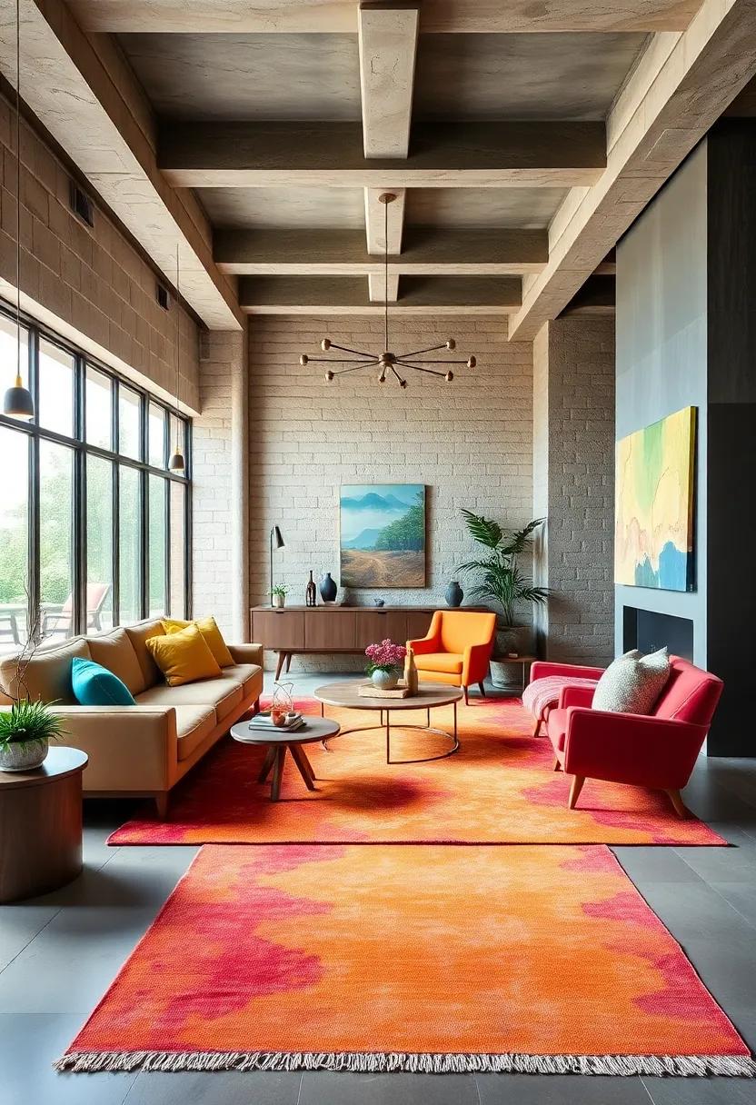 Statement ‌Rugs: Use bold,⁢ patterned rugs to anchor your space, defining areas ⁤while ​introducing color​ and texture beneath your ⁤feet