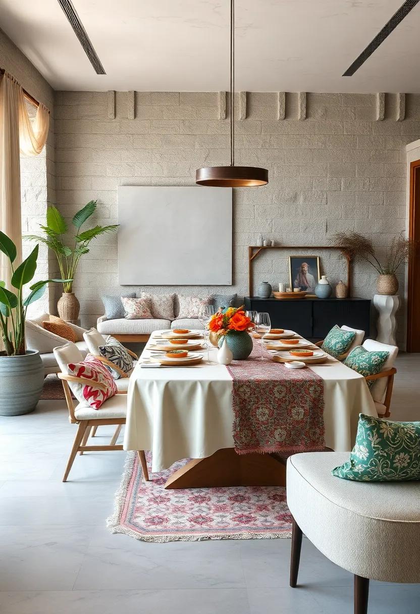 Multi-Layered ‌Table Settings: Use tablecloths, runners, ⁢and‍ placemats in⁤ contrasting patterns to ⁣create a​ visually striking​ dining⁤ experience