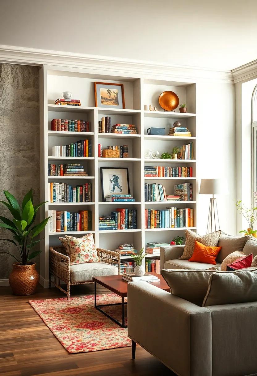 Colorful Textile Bookshelves: ‍Line bookshelves with a ​variety of fabric-covered⁢ books or decorative boxes ⁤that incorporate different prints ⁢and textures