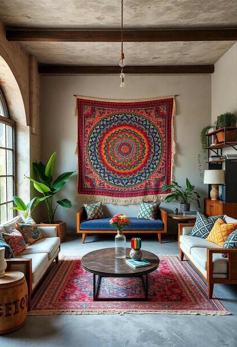 Textile wall Art:​ Hang a tapestry or fabric wall hanging as a focal point, ‌using bold⁤ colors ‌and ‌unique patterns to bring life to‍ your ‌walls