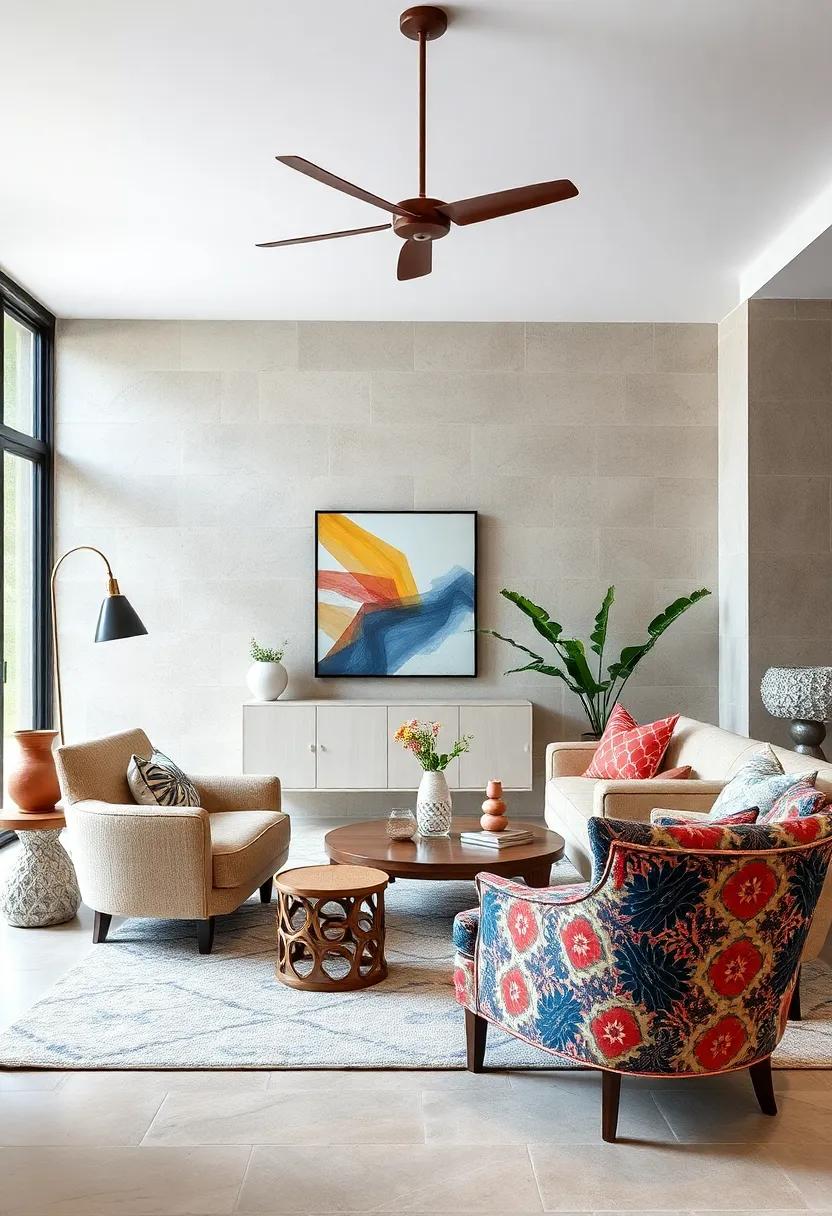 eclectic Furniture:‍ Invest in statement furniture pieces⁣ that feature⁤ bold patterns—like an ⁢upholstered chair or a patterned side‍ table