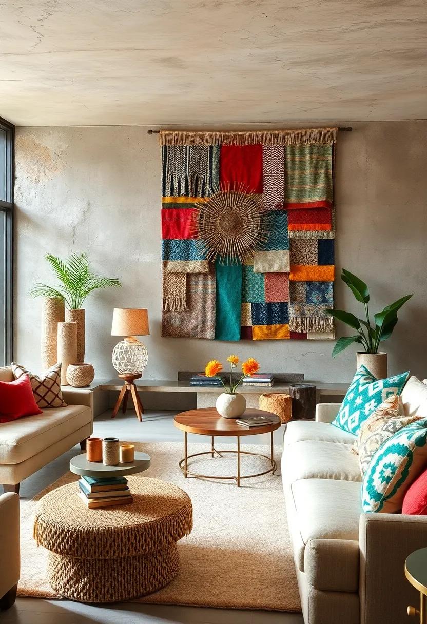Mixed Media Art: Incorporate​ textile art or wall hangings that combine various ‌textures, patterns,⁣ and materials for a ⁤stunning⁤ focal ⁢point