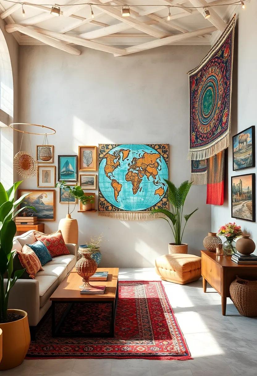global Tapestry Hangings: Hang intricate tapestries or wall hangings from different cultures as a way to celebrate global ⁣artistry