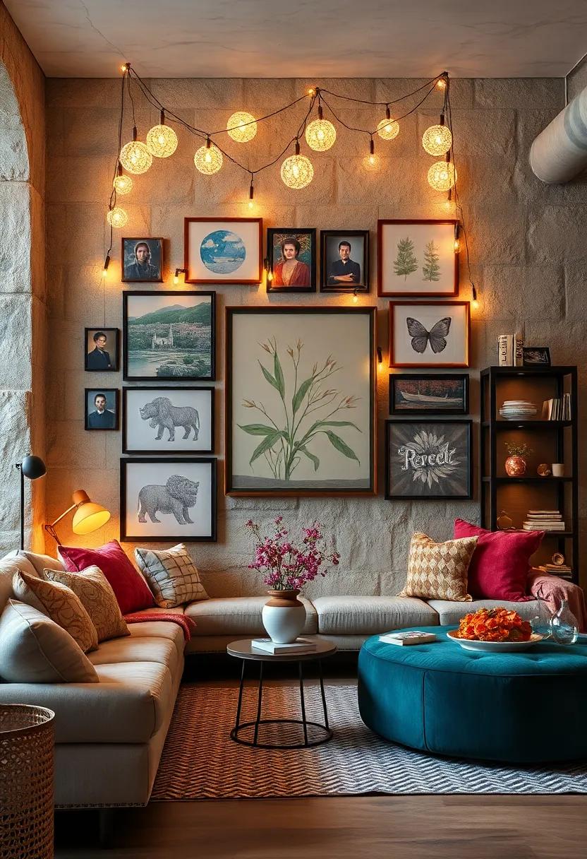 Lighted Art Display: Incorporate string lights ‌into your wall art to add a magical glow, perfect for highlighting your collections at night