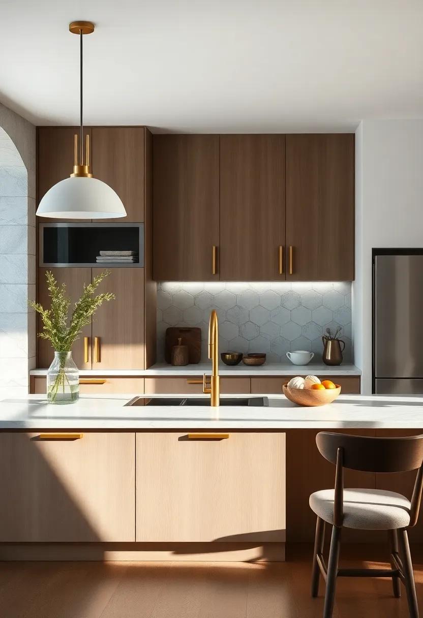 Embrace Minimalism: Streamlined cabinetry with brass hardware creates a refined look that never goes out of style