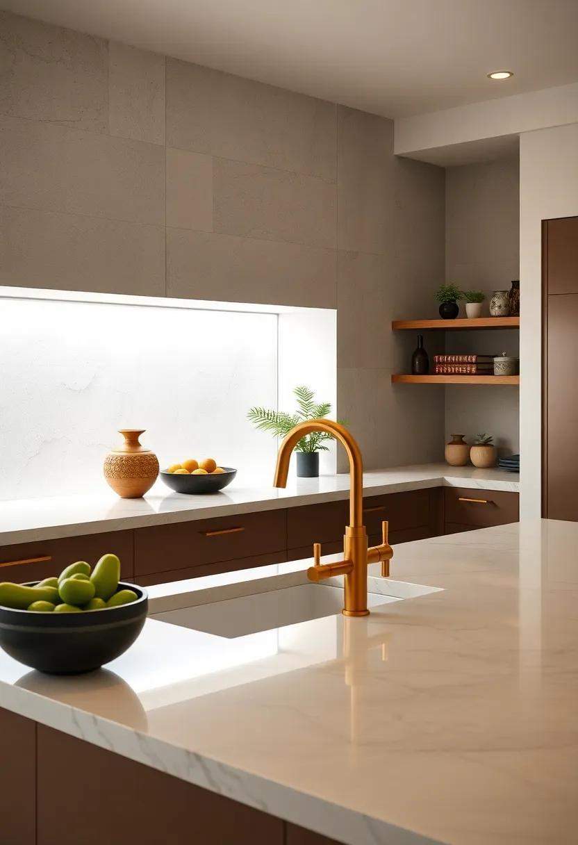 Opulent Brass faucets: A luxurious touch that combines functionality with aesthetic charm, elevating your kitchen sink area