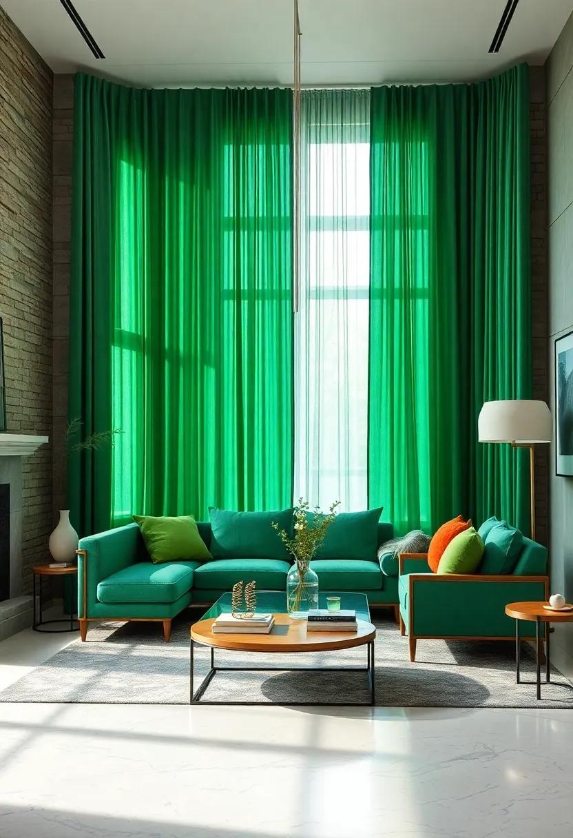 Incorporate emerald ‌green curtains or drapes to enhance natural light ​while‌ adding richness