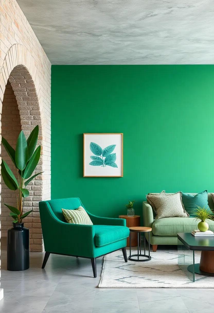 Add an emerald accent chair in a ​cozy corner to invite relaxation and conversation