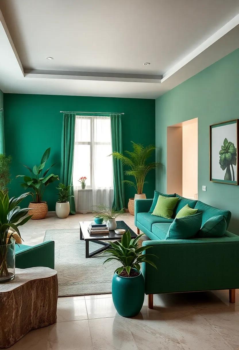 Incorporate greenery with plants in​ emerald green⁣ pots that blend with natural elements