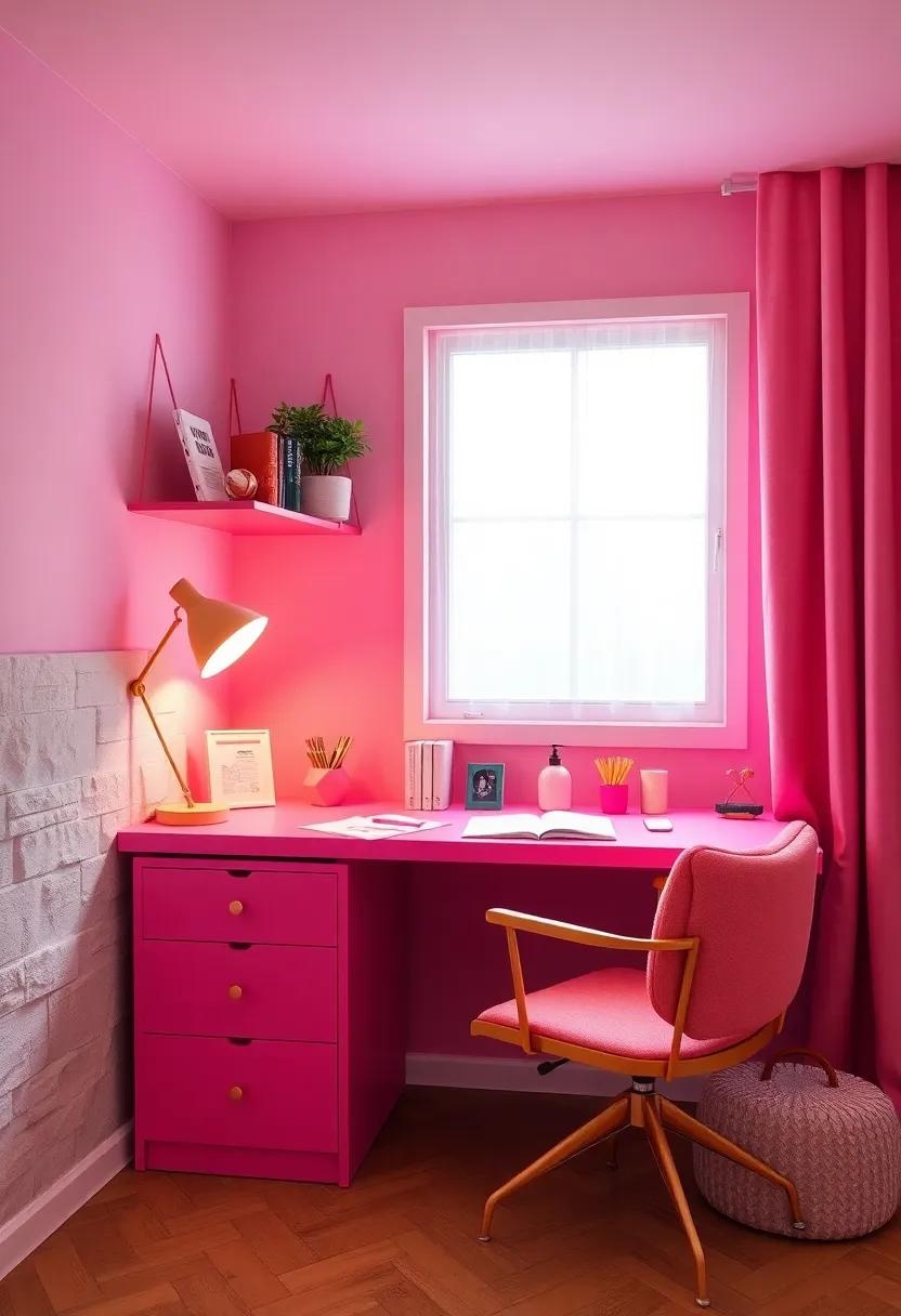 Unique Fuchsia⁤ Desk Setup: Create a stylish⁤ study nook with a fuchsia desk paired‌ with chic stationery and organizational accessories for focus and inspiration