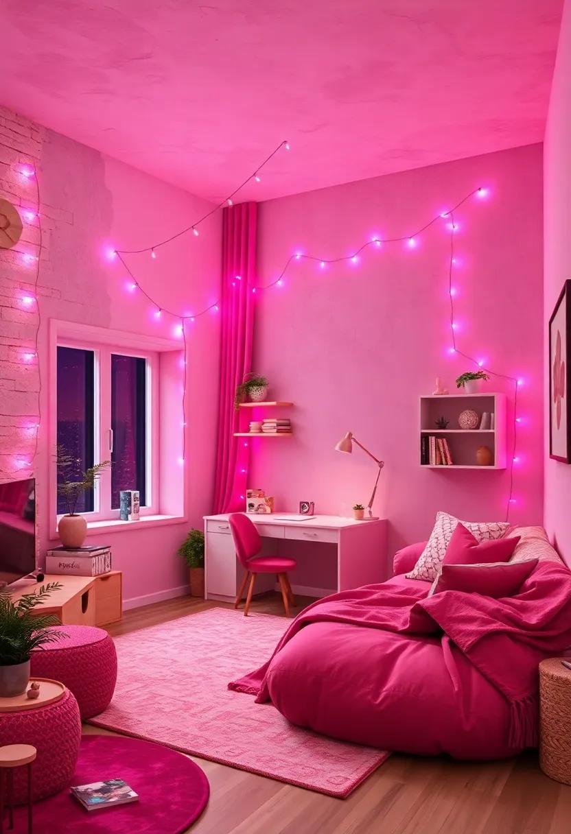 Fuchsia Fairy Lights: Drape twinkling fuchsia ​fairy lights ⁤around the room to create a magical ambiance perfect for relaxation‌ or study time