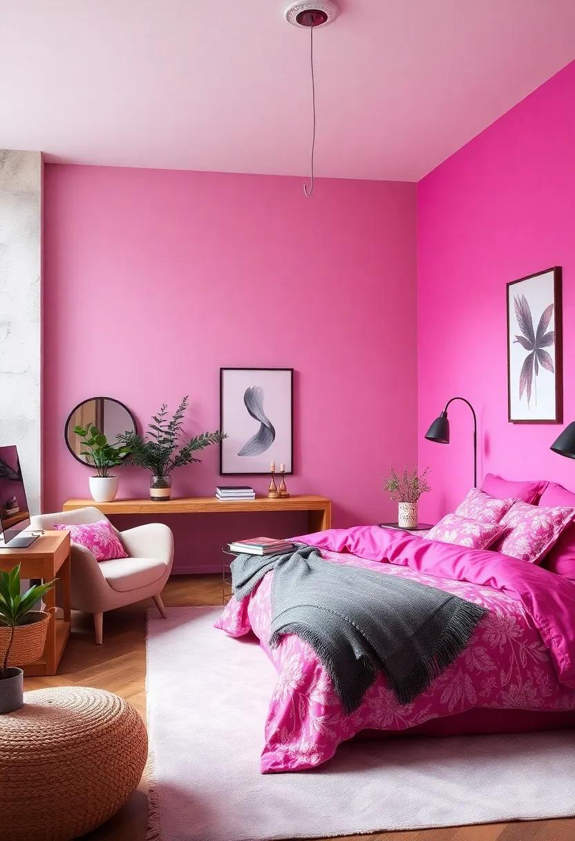 Stylish Fuchsia Bedding Sets: Opt for striking fuchsia bedding sets ⁢that blend patterns‍ and ⁤textures, creating a cozy‌ and inviting atmosphere