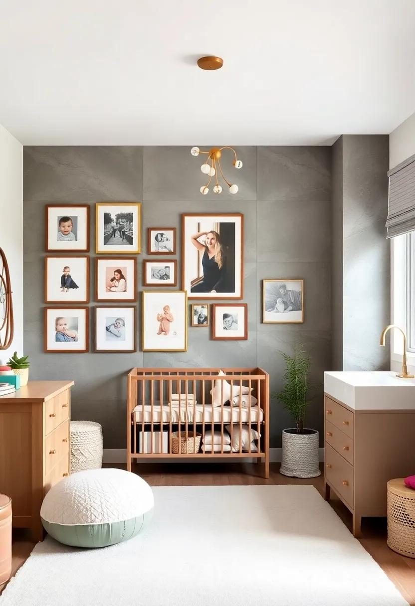 Highlight a ⁤gallery⁢ wall of‌ framed art⁤ or photos to showcase family memories alongside your little one's growth