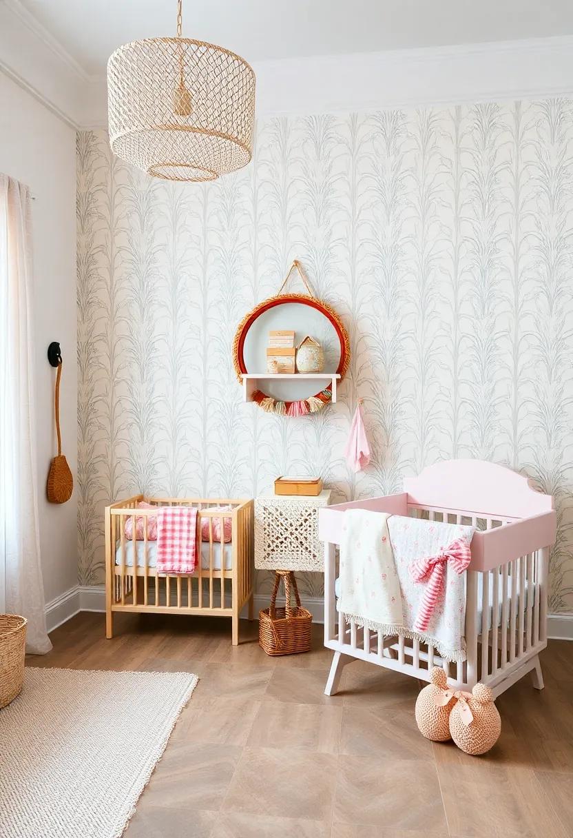 implement⁢ a ⁤bold, patterned wallpaper to make‍ a statement and create a focal point in the nursery