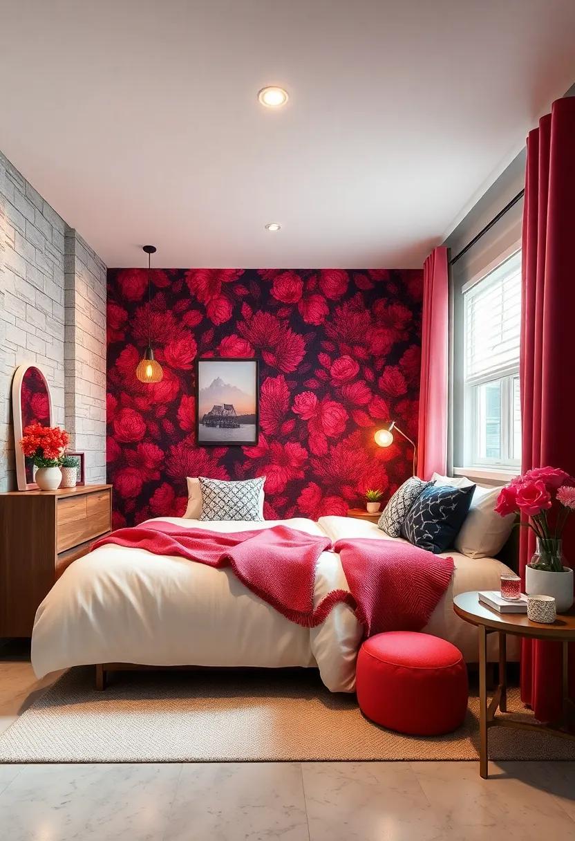 Use a bold accent wall with removable wallpaper​ to create a focal ‌point that showcases personal style