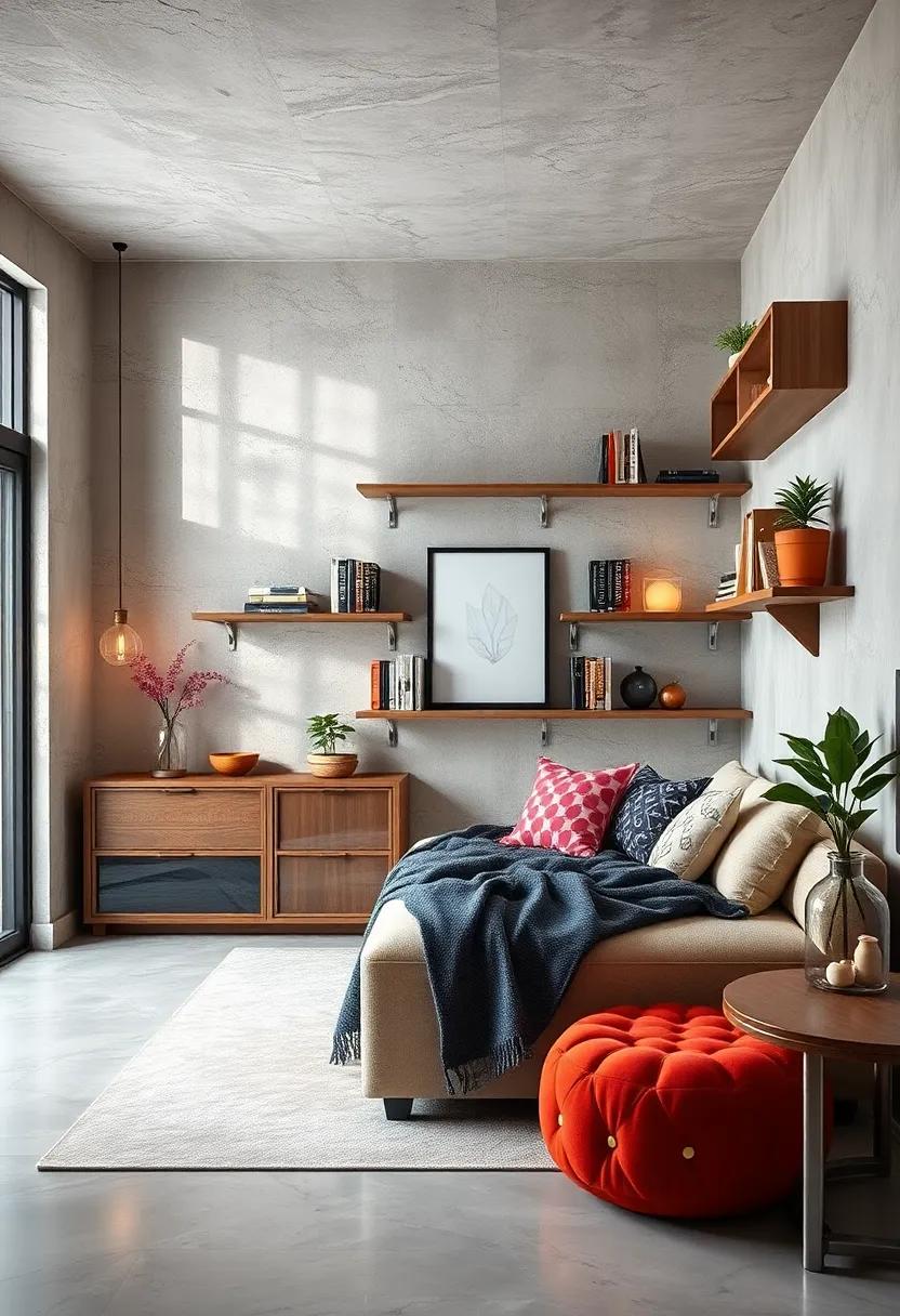 Install ‌stylish shelving to ​display‍ books ⁤and decorative pieces, ​adding‌ character​ to the walls