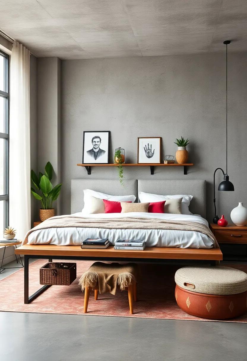 Floating Industrial Desk: Create a workspace within your bedroom with ‌a floating‍ industrial-style desk that maximizes space without ‍sacrificing style