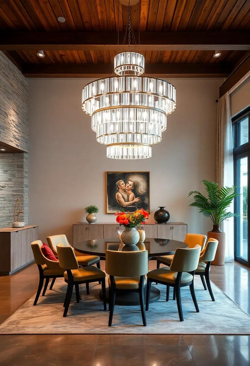 Consider a multi-tiered chandelier featuring LED lights ​to create an⁢ instant focal point that enhances the height and elegance of the room