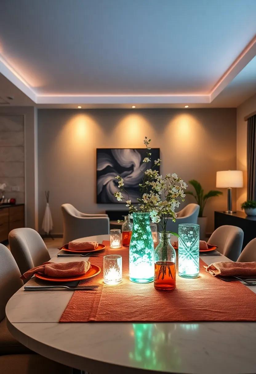 Use LED-lit glassware or vases ​as centerpieces that provide atmospheric lighting while drawing ‌attention to table decor