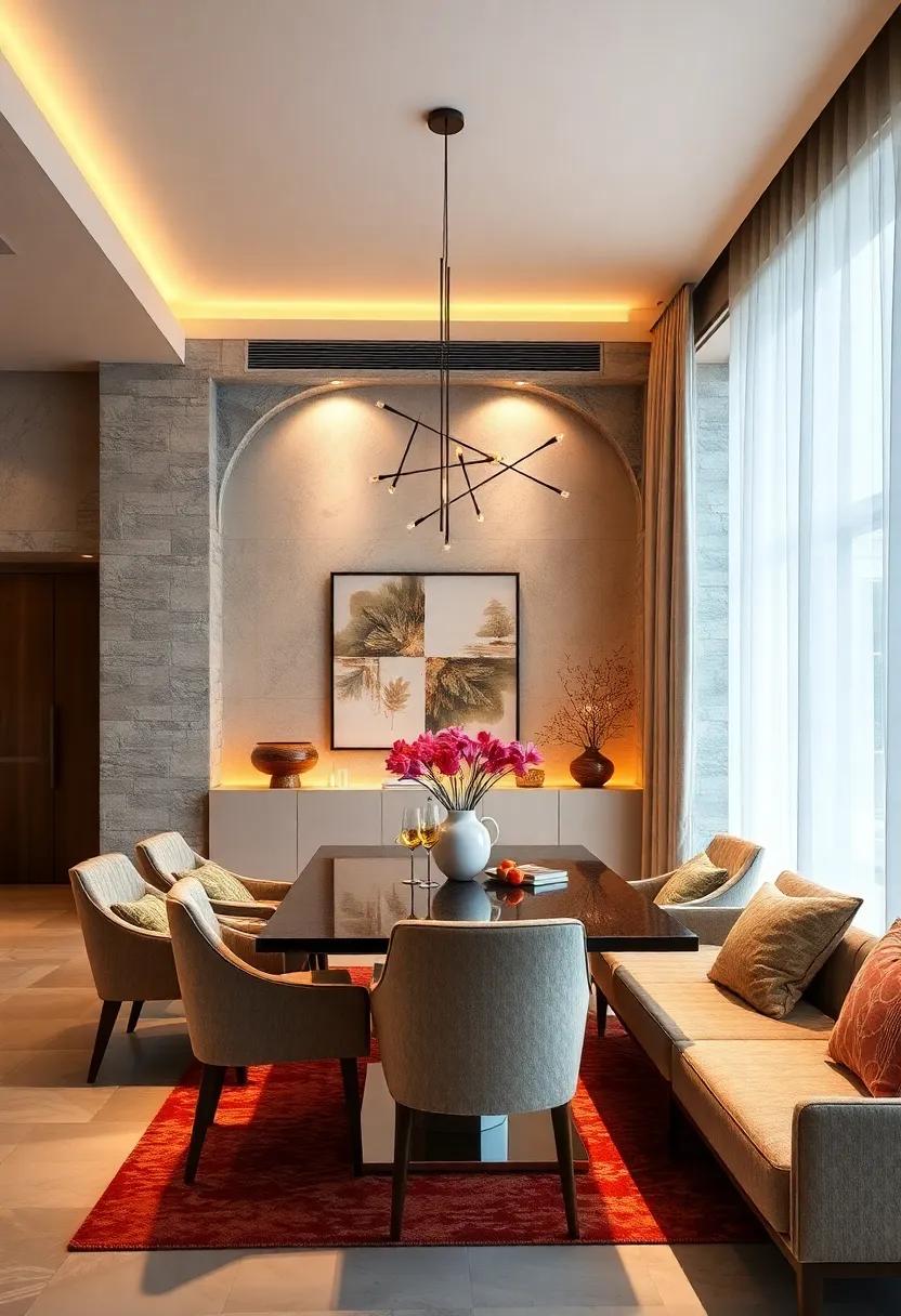 Add LED floor lamps beside your dining area to create cozy corners, enhancing‌ the overall warm vibe of ⁣your decor