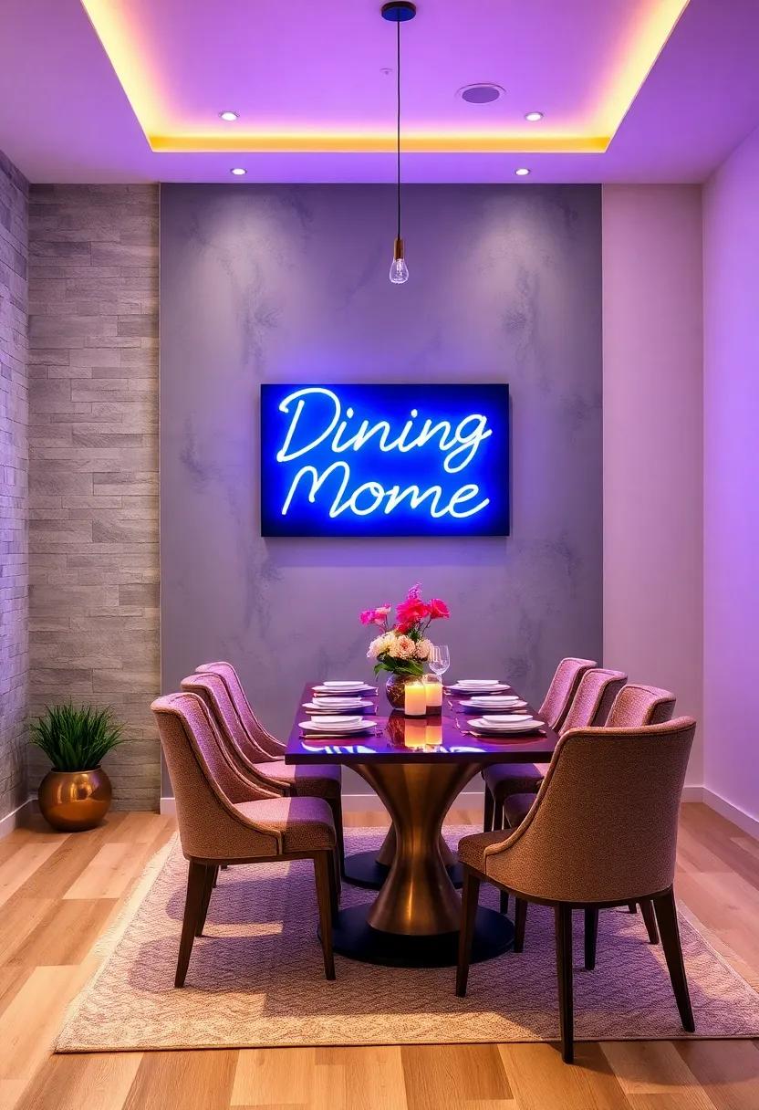 Experiment with⁤ LED⁤ neon signs that convey a ‌personal message or vibe, adding a trendy twist⁢ to your dining room decor