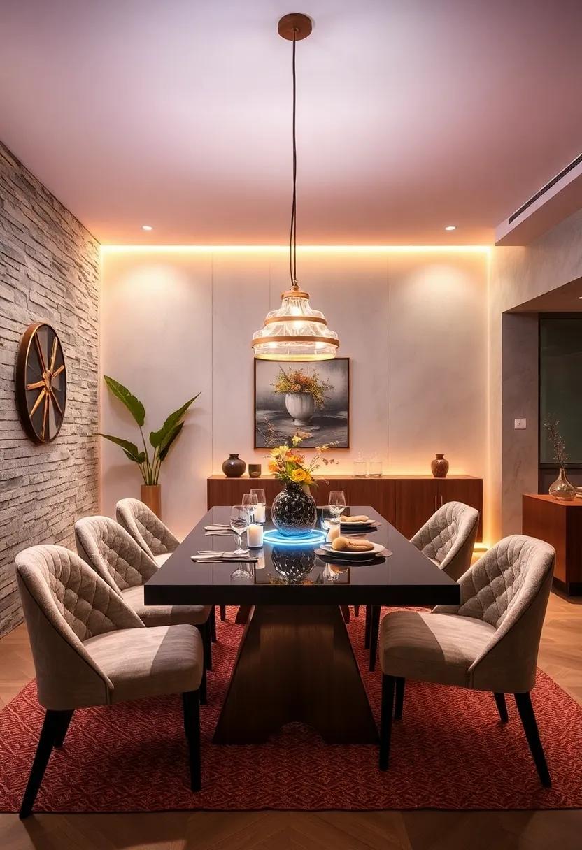 Use⁣ LED strip lights ‍under your⁢ dining room table for a modern and unexpected glow that elevates meals