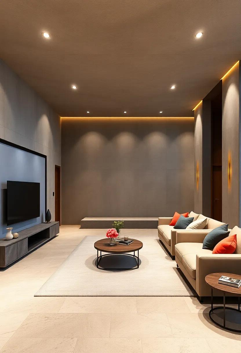 Modern Minimalism: A sleek design with hidden technology and clean lines,⁤ creating ‍a serene space for ‌movie nights without distractions