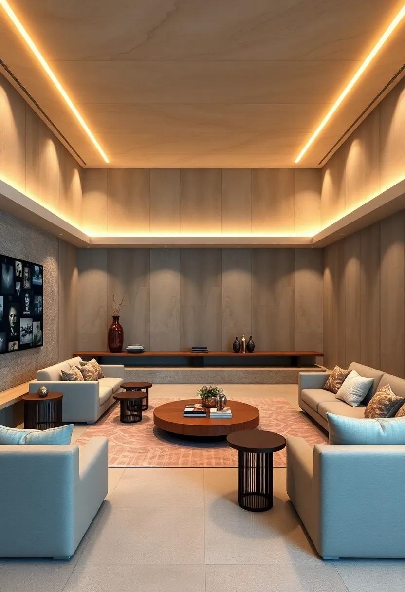 Zen Sanctuary: A‌ meditation-inspired theater with ‍soft lines, natural materials, and calming colors designed to offer relaxation ‌and an escape‍ from the real world