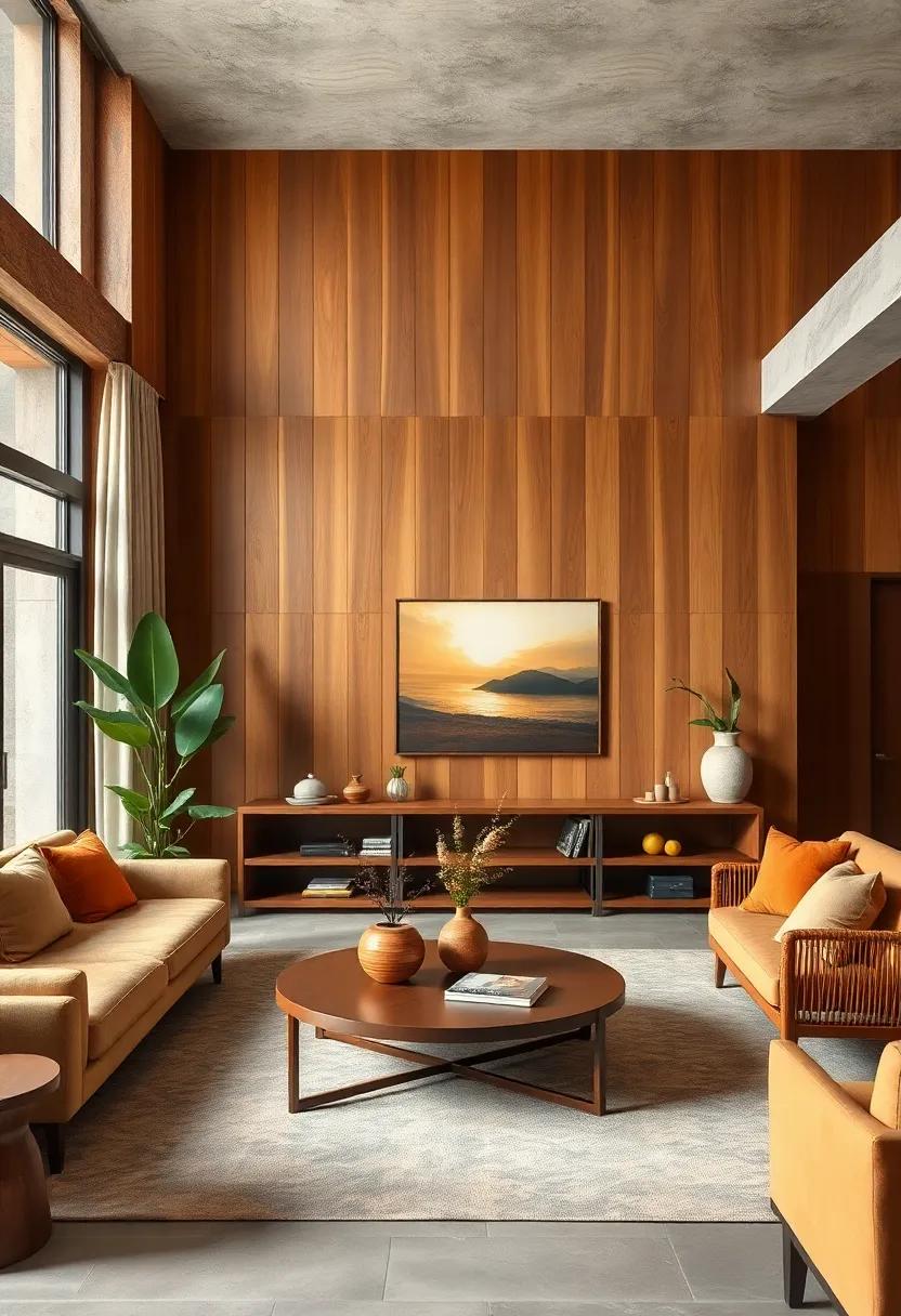 Embrace Earthy Tones: Introduce​ a palette of ⁤warm browns, burnt‍ oranges,⁣ and avocado greens to harmonize with the natural wood‌ tones of the paneling