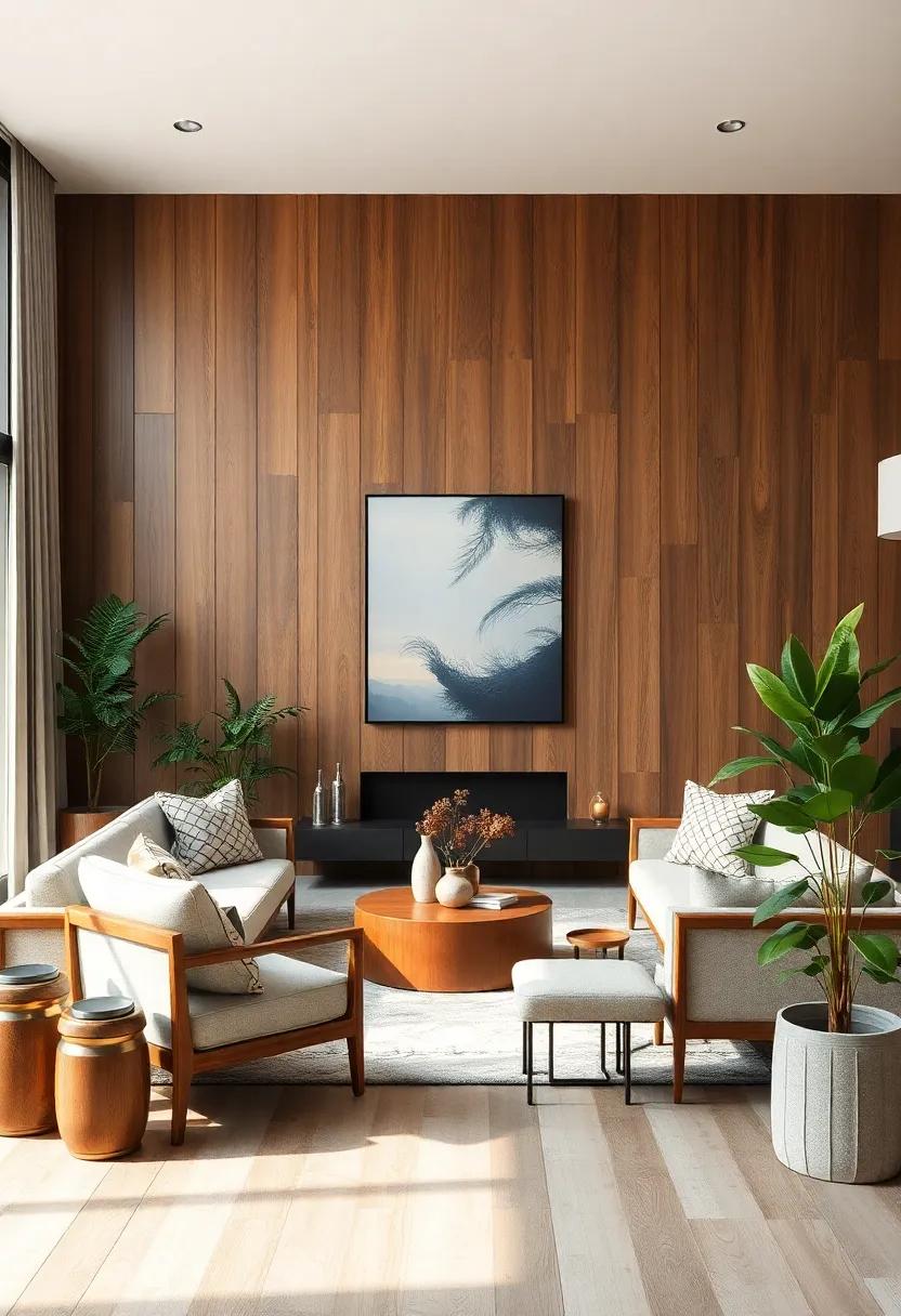 Botanical​ accents: Integrate plants for a refreshing touch; consider a​ tall potted Dracaena or hanging⁤ ferns ⁣to breathe life into the room