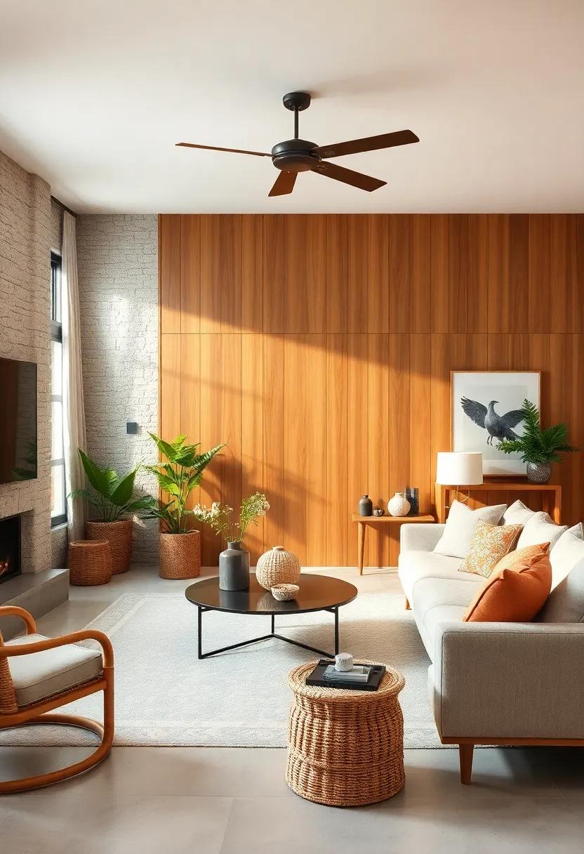 Nature-Inspired ​Elements: Integrate⁢ natural ​materials⁤ like ⁤rattan or wicker for furniture pieces that ​enhance the organic feel of wood paneling