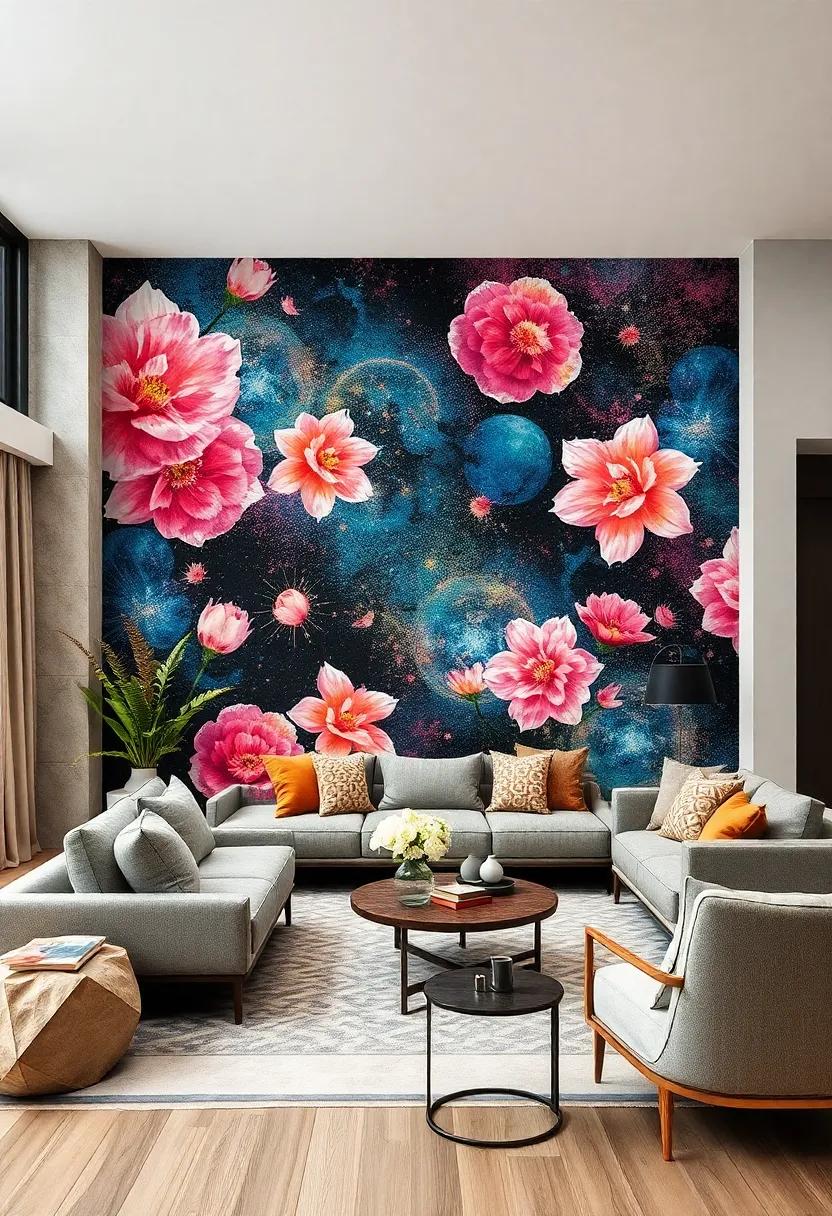 Cosmic‍ Blossoms: An enchanting fusion of ​cosmic patterns and floral designs,bringing a touch of wonder⁢ and whimsy‍ to‍ your living room