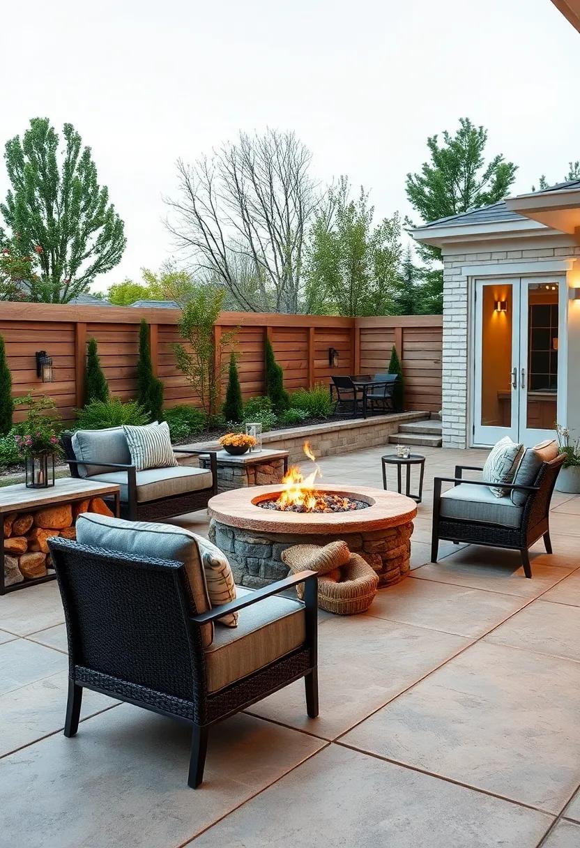 Unveil the‌ enchantment of a ​sunken stone fire pit, ‌creating a ⁢dramatic and⁤ intimate ⁤space ⁢that draws firelight‍ and conversation⁤ close