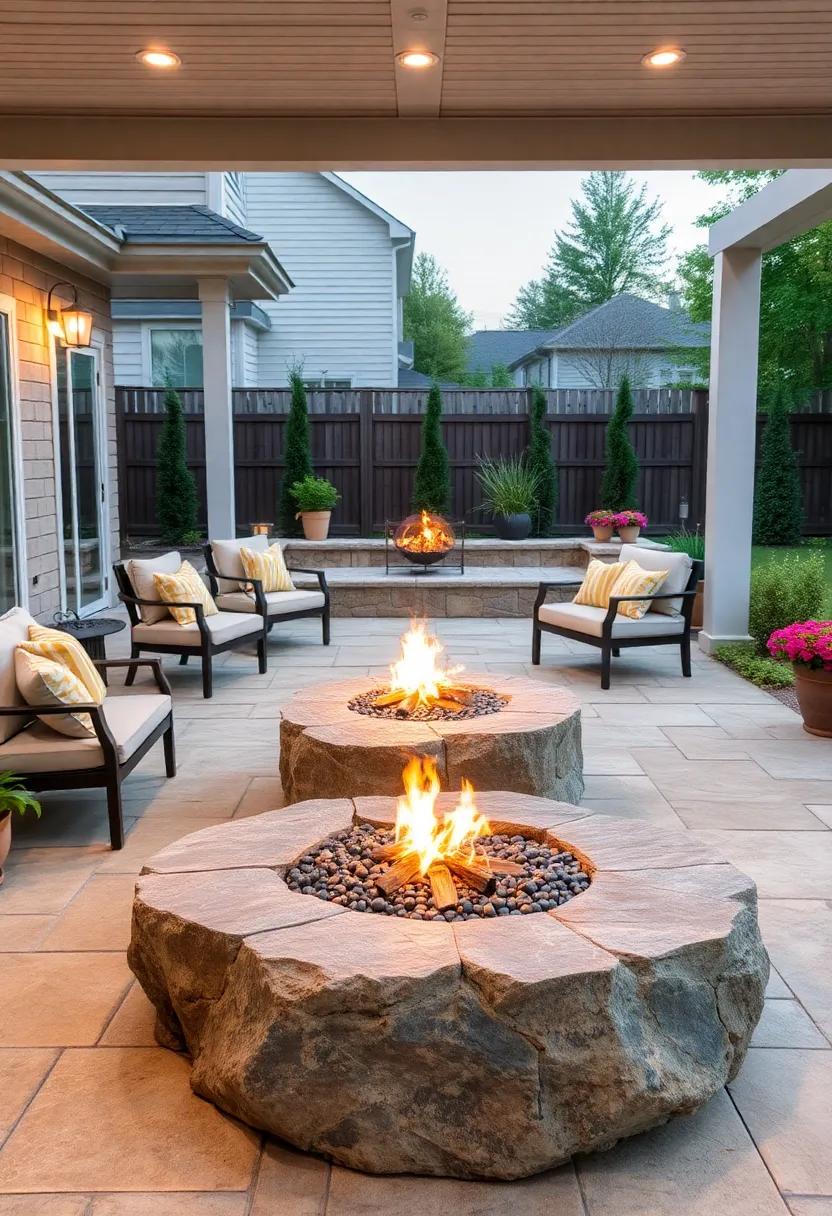 Savor the beauty of ⁢nature with a natural boulder fire ⁣pit​ that seamlessly blends into the landscape,‍ creating a rustic retreat⁣ right in your backyard