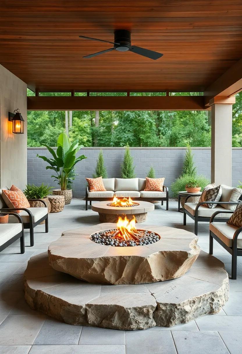 Add​ a touch of whimsy with an⁤ artistic, freeform stone⁣ fire pit, making your outdoor space ⁤feel like a true artistic retreat