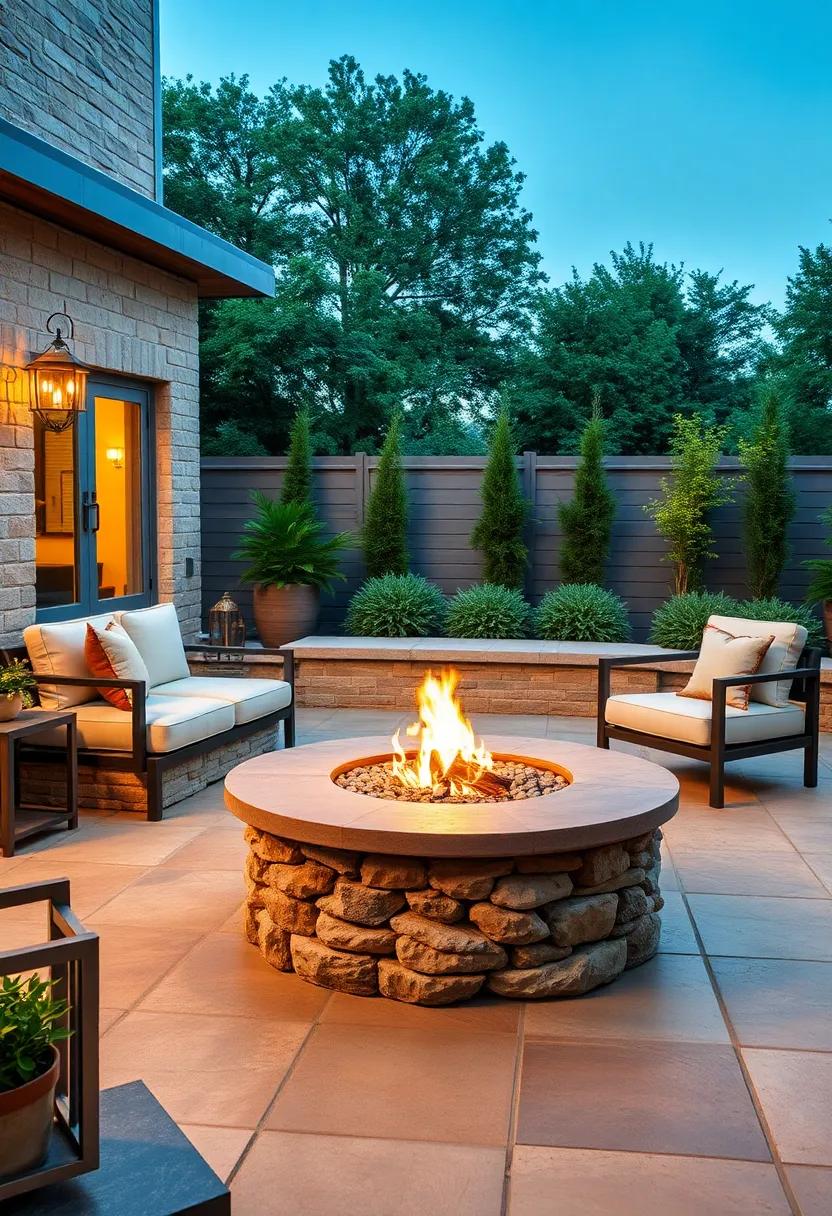 Create a ⁢tranquil ​aura​ with a ⁢fire pit designed⁣ with serenity⁤ in mind, utilizing ‌soft stone textures and gentle ⁣curves ‍to evoke calm ​outdoor living