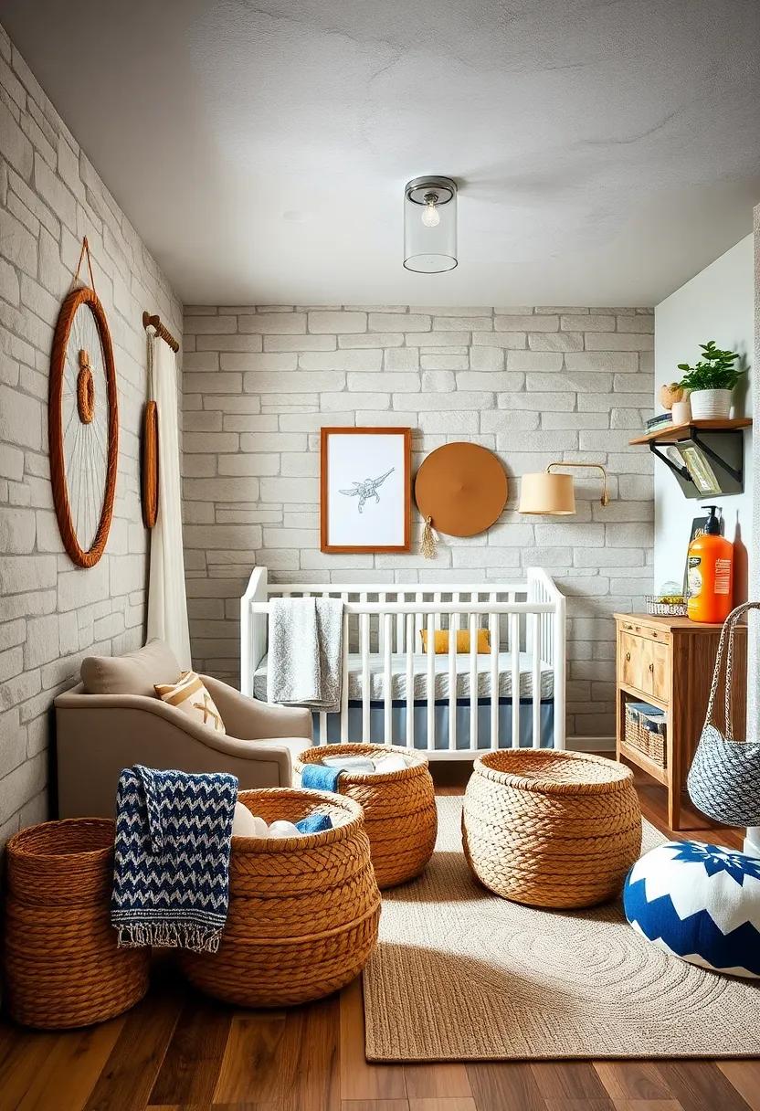 Baskets ⁢for Storage: Utilize wicker or⁤ rope baskets to⁢ keep toys and ⁣baby essentials organized⁣ while enhancing ⁢the‍ rustic vibe